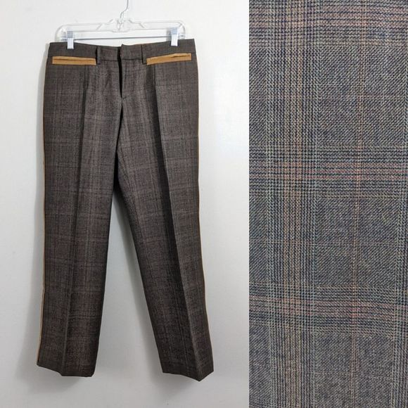 dolce & gabbana Plaid Women's Trouser Pants Suede stripe Trim - Size 32/46 D&G
